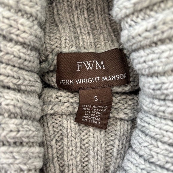Fenn Wright Manson Size Small Gray Acrylic Wool Blend Turtleneck Cable Sweater - Picture 3 of 5